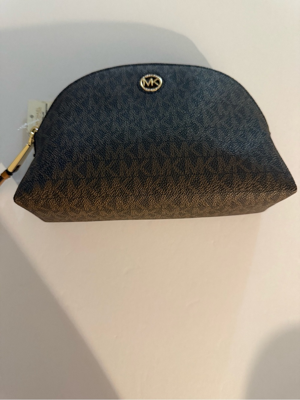 Michael Kors Brown MK Signature Cosmetic Pouch